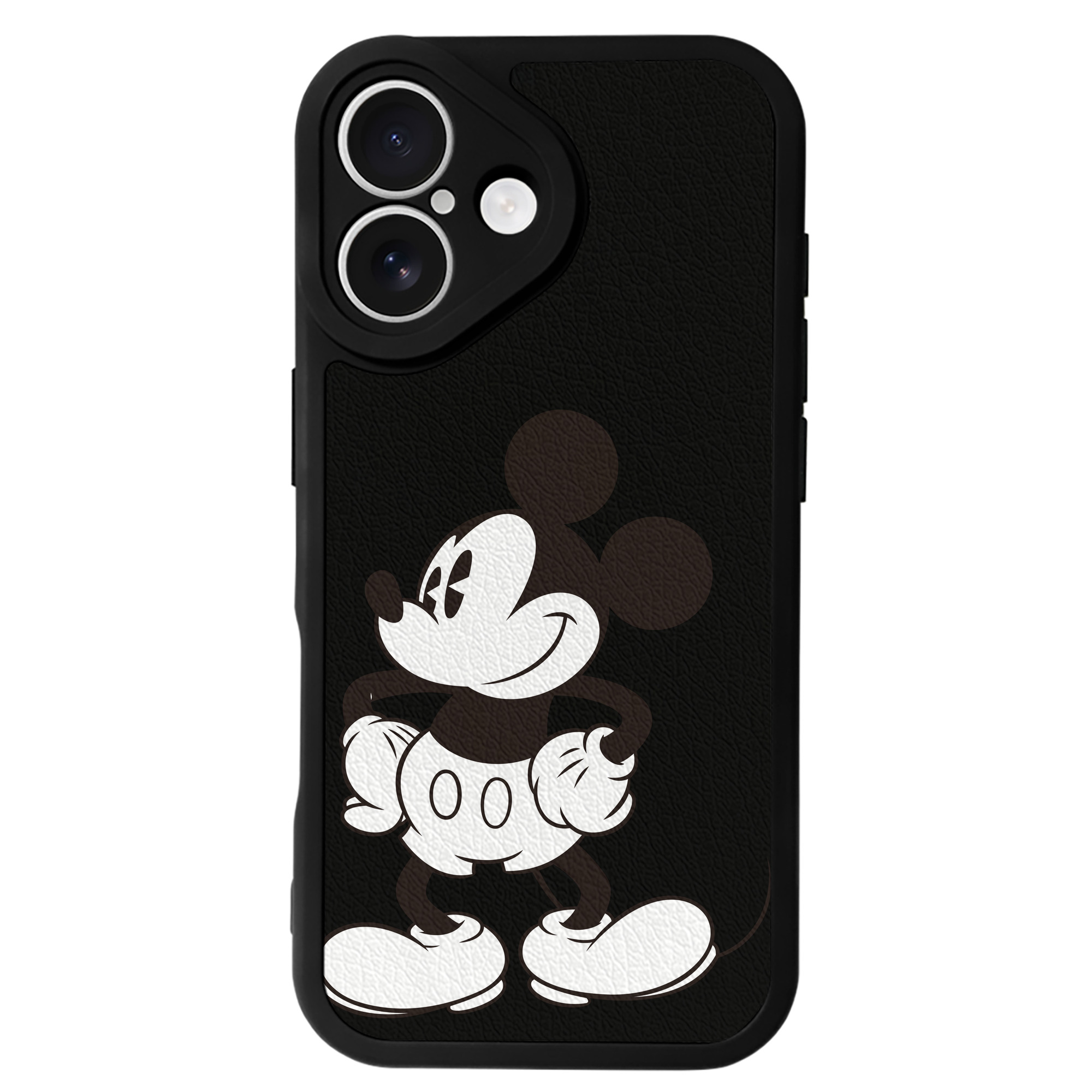 （画像用） ミッキーマウス Mickey Mouse 【iPhone 16シリーズ対応】シリコンスマホケース（レザー調） 材質：シリコン